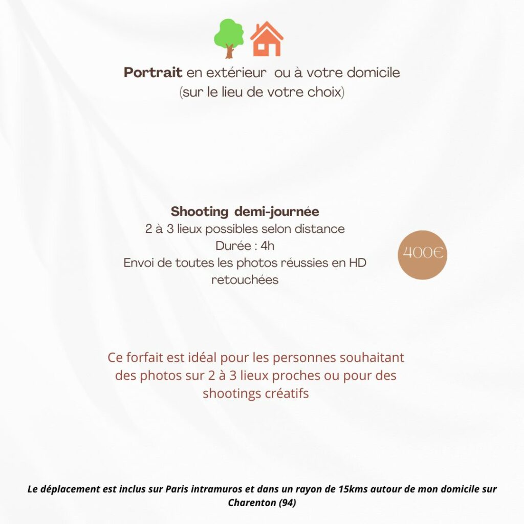 Photographe portrait extérieur intérieur solo duo couple famille paris